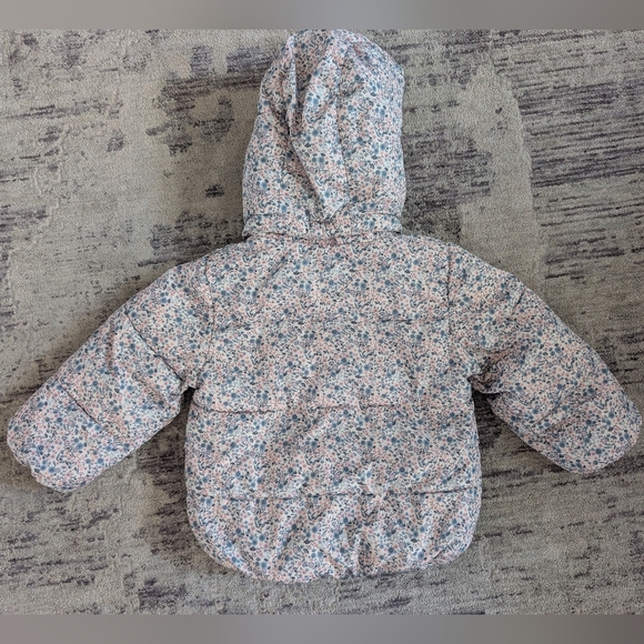 H&M Pink and Blue Floral Puffer Jacket - Picture 3 of 3